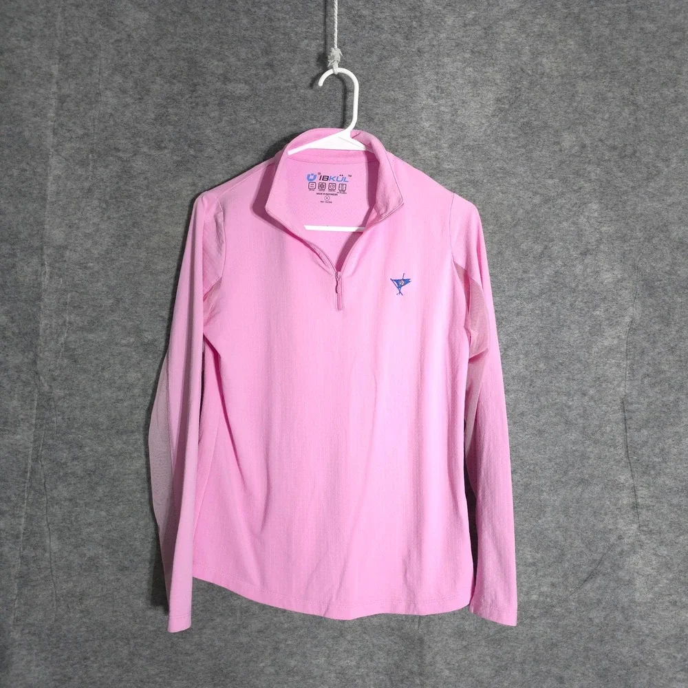 IBKÜL Quarter Zip Pullover Women S Pink UPF 50+ Mesh Panels Mock Neck Activewear
